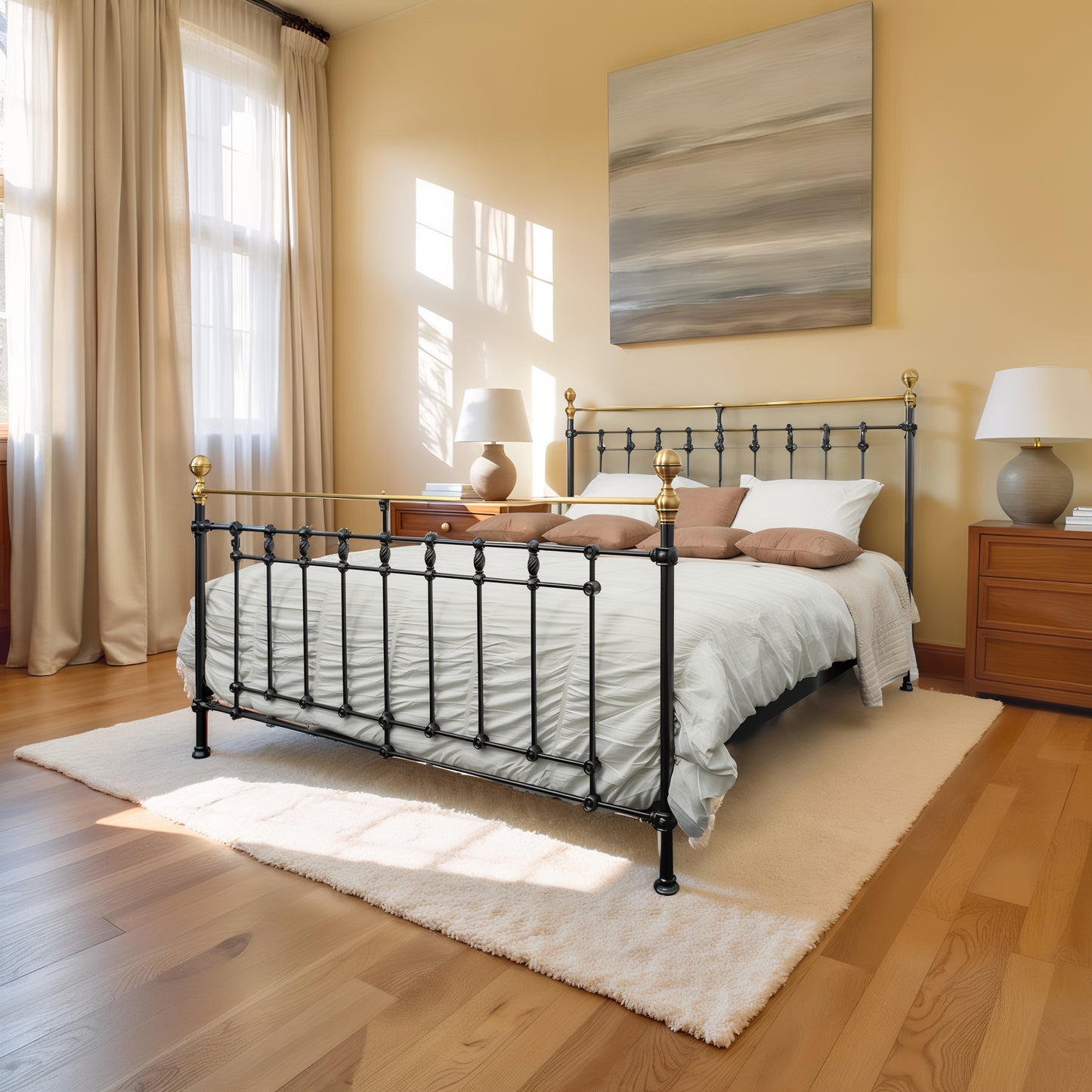 Seitenansicht des Sandhurst-Bettes im Schlafzimmer