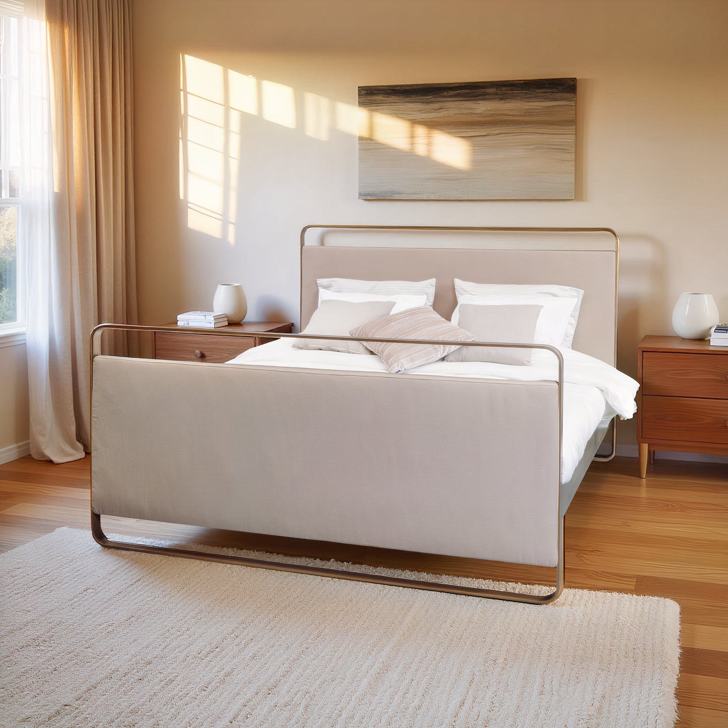 side view milano bed in sunny bedroom