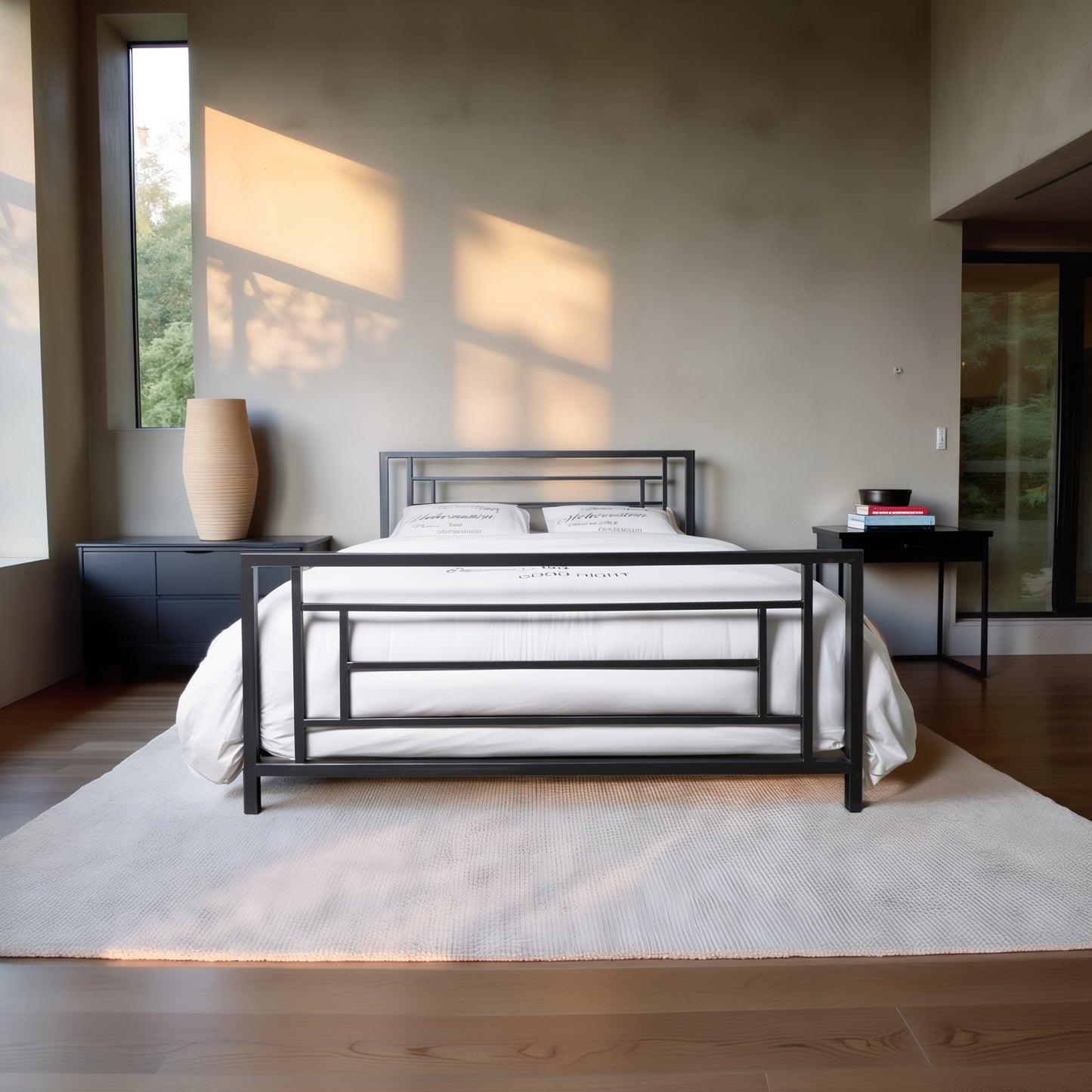 Front view Hasselt bed in modern bedroom