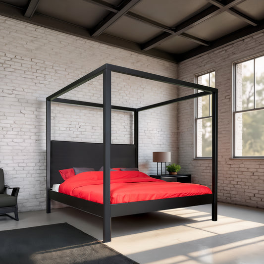 Würfelbett mit Kopfteil im modernen Schlafzimmer